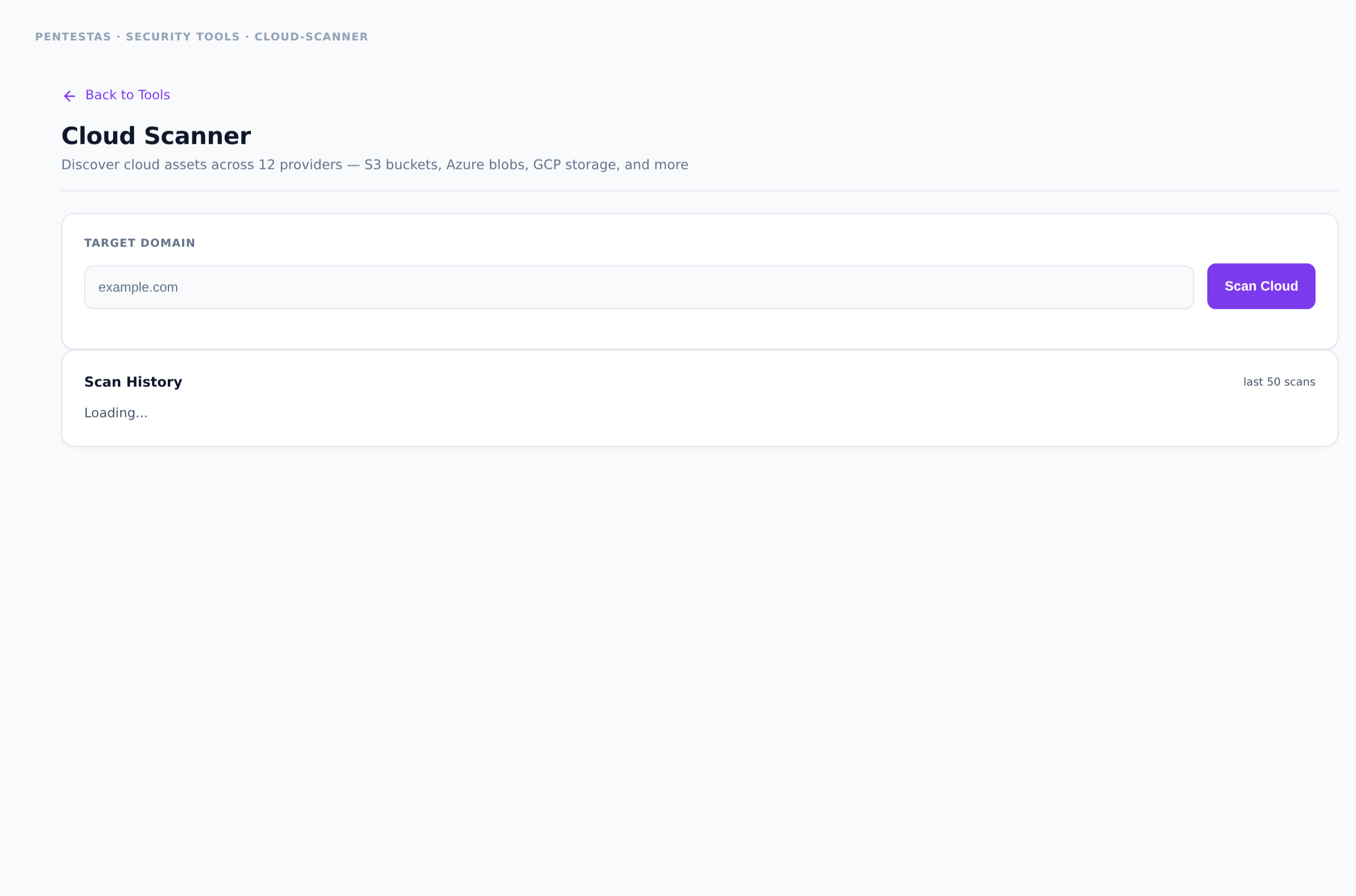 Cloud Scanner — Discover cloud assets across major providers (storage, public endpoints).