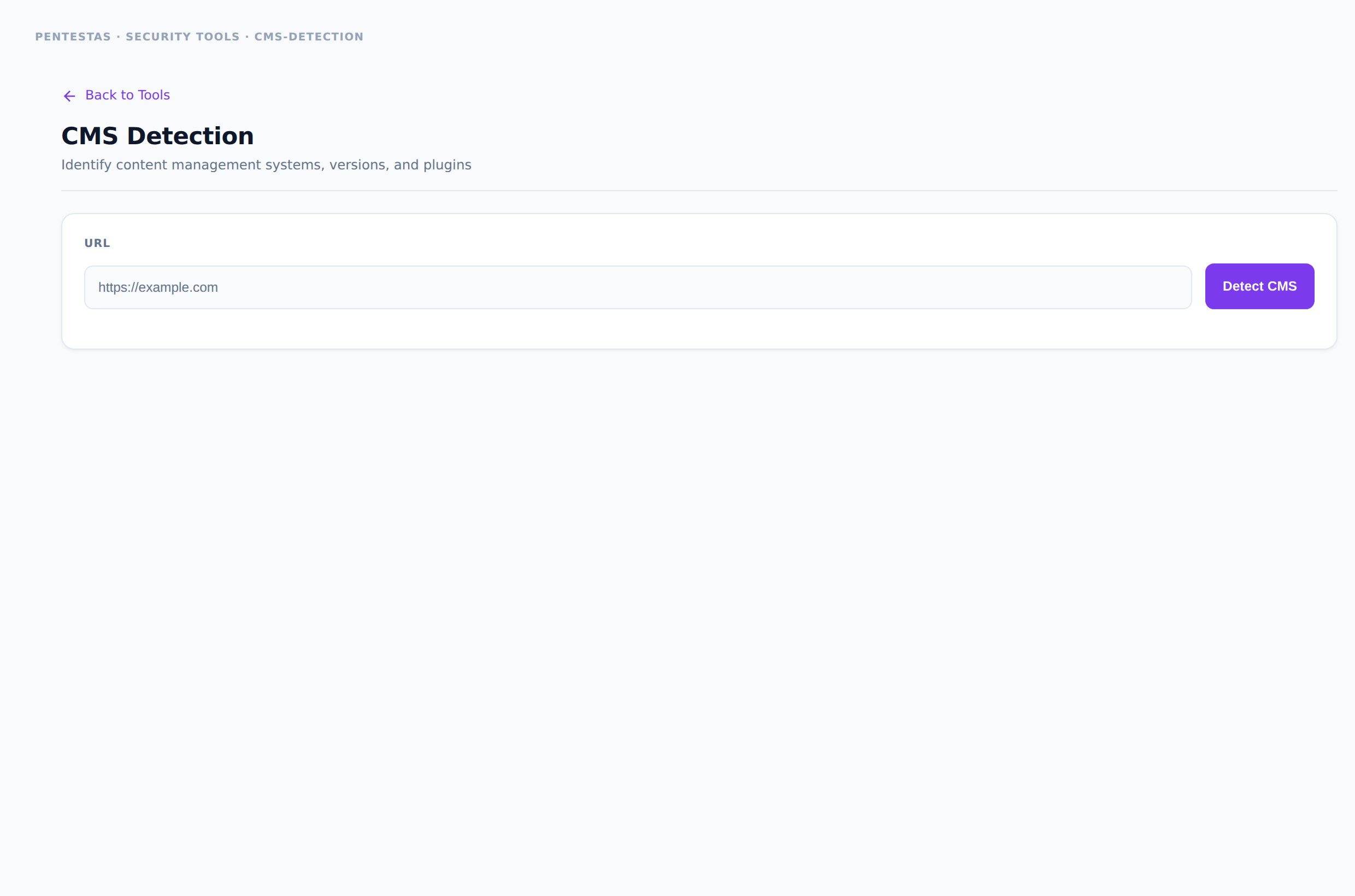 CMS Detection — Identify CMS platforms, versions, and plugins.