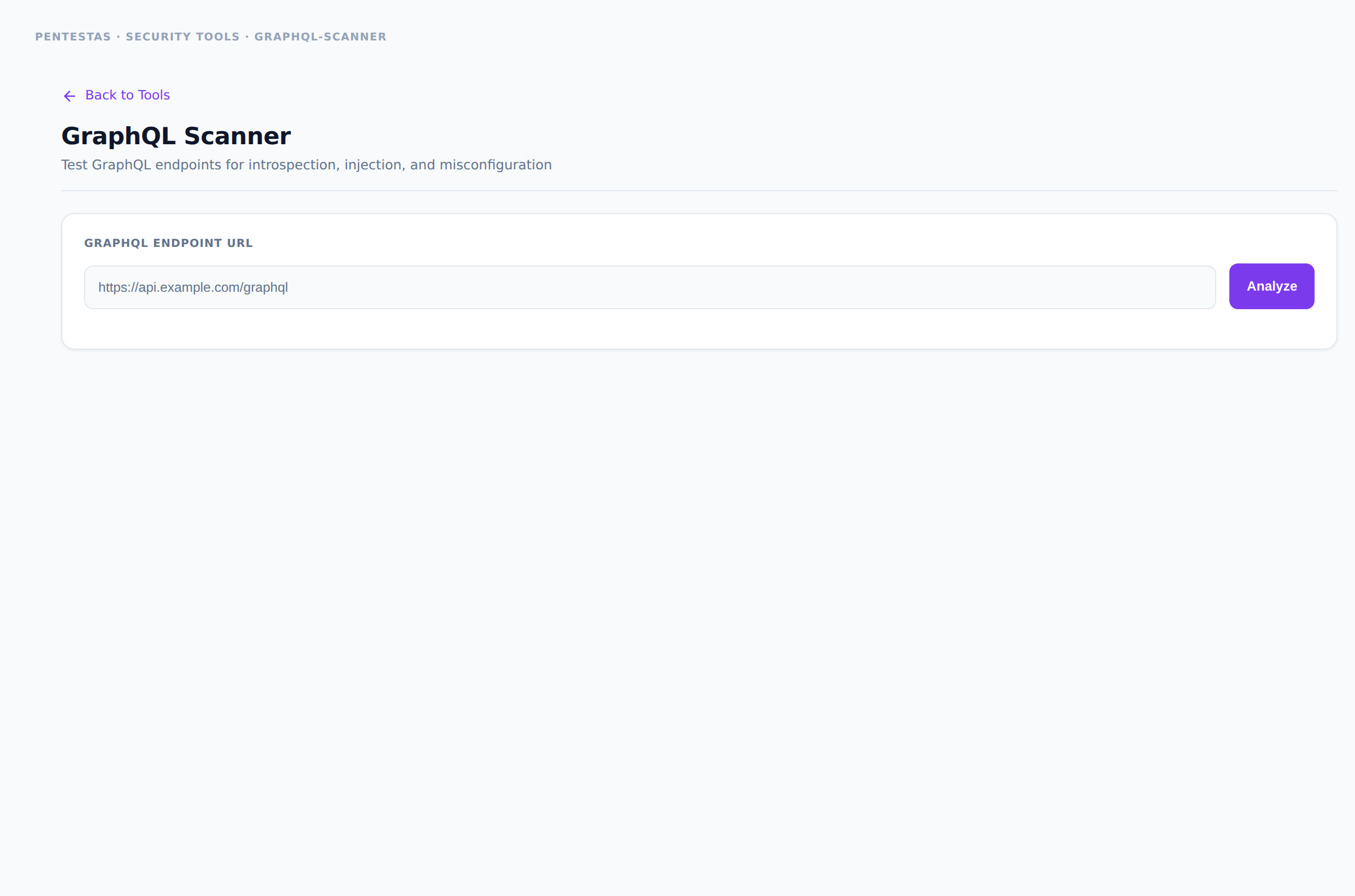GraphQL Scanner — Test GraphQL endpoints for introspection, injection, and misconfiguration.