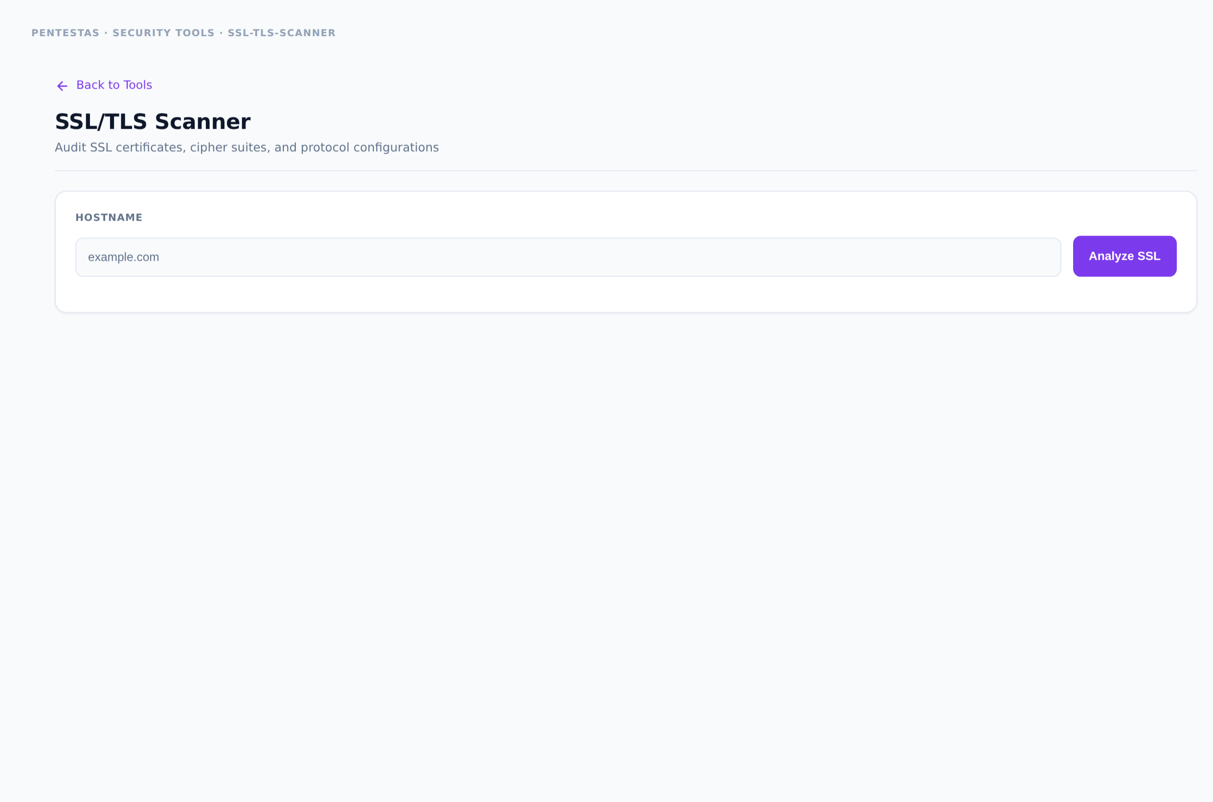 SSL/TLS Scanner — Audit certificates, cipher suites, and protocol configuration.